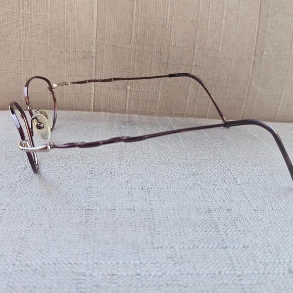 Vintage Kirkland Signature Eyeglasses Frame Brown/Gold Tone Glasses Made Italy - Picture 5 of 13